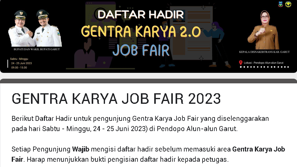 Yuk ke Gentra Karya Job Fair 2023 di Gedung Pendopo Garut, Tersedia 14.258 Lowongan Kerja