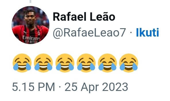 Tak Tahan dengan Komentar Ngawur Cassano, Rafael Leao Kirim Emoji Tertawa