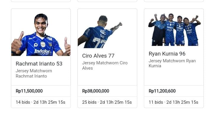 Ini Daftar 7 Jersey Pemain Persib yang Dilelang di Batch 1, Ciro Alves Mendapat Penawaran Tertinggi