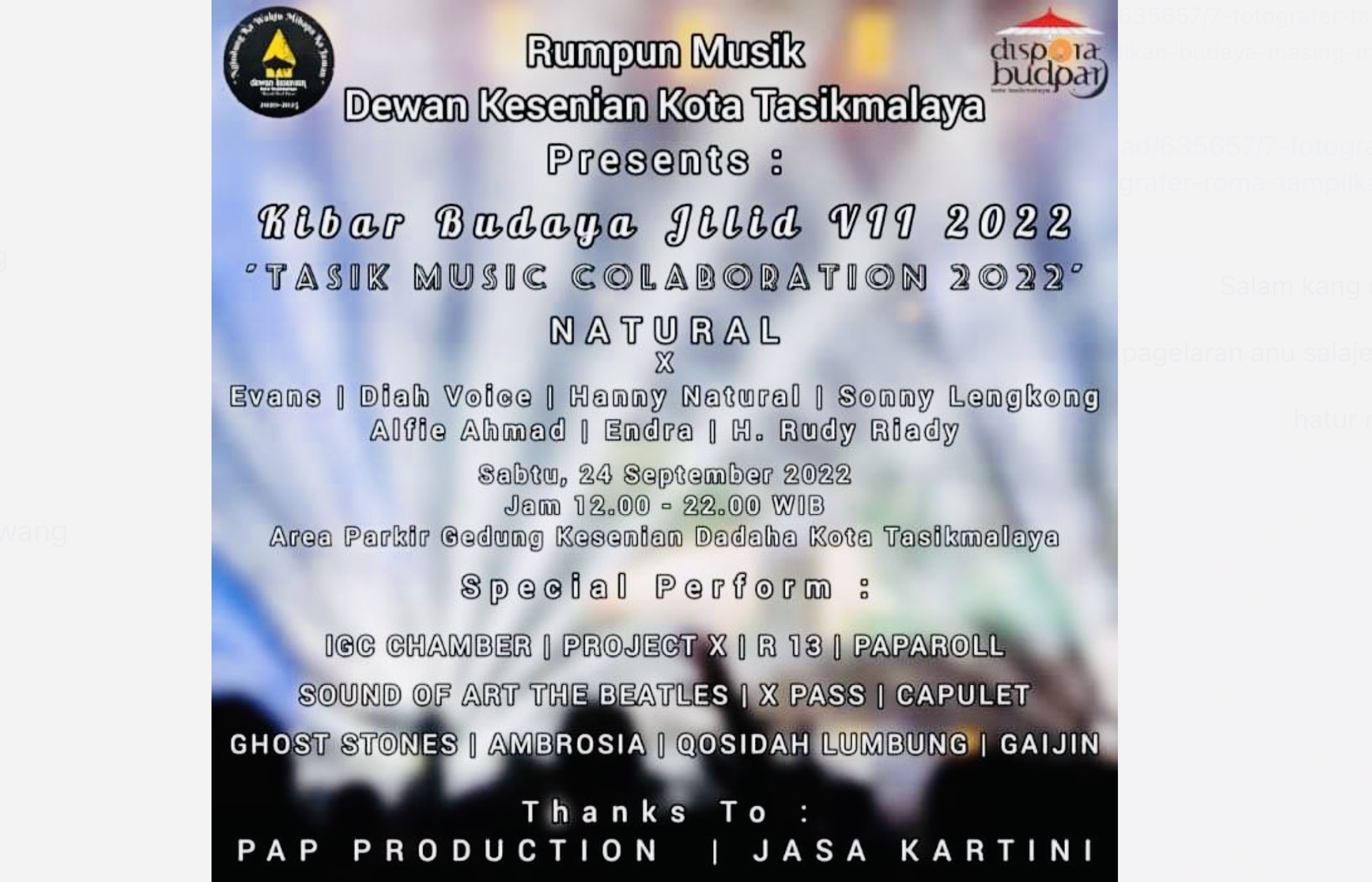 Tasik Music Colaboration 2022, Meriahkan Kibar Budaya Jilid VII