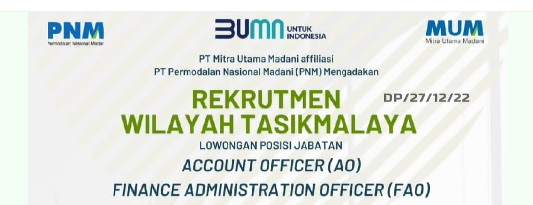 PNM Buka Loker Terbaru untuk Account Officer dan Finance Administration Officer, Syarat Pelamar Pendidikan SMA