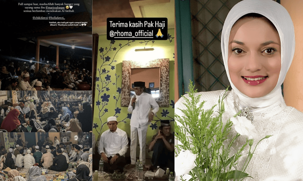 Momen Tahlilan Hari Ketujuh Mendiang Marissa Haque, Jemaah Membludak dan Rhoma Irama Turut Hadir