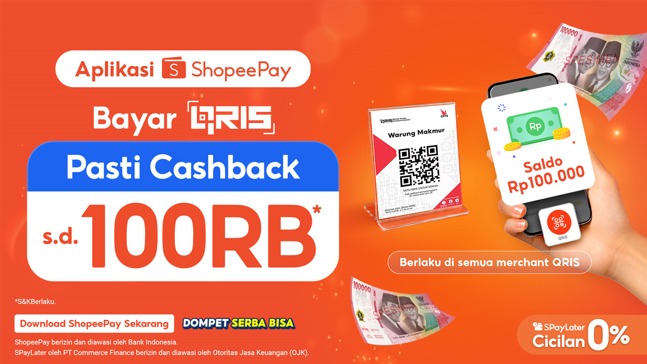 ShopeePay Dukung Adopsi QRIS Nasional, Hadirkan Pasti Cashback Saldo hingga Rp100.000 untuk Pengguna