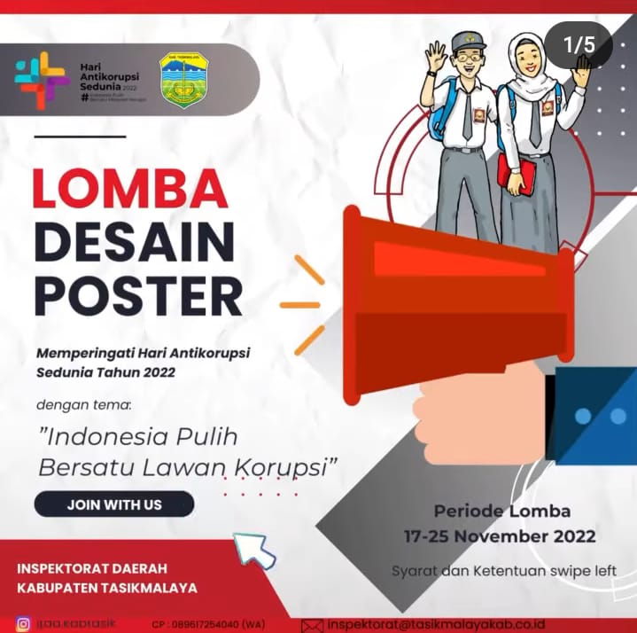 Peluang Buat Pelajar SLTA, Lomba Desain Poster Hari Antikorupsi Sedunia 2022 Digelar Inspektorat Tasikmalaya