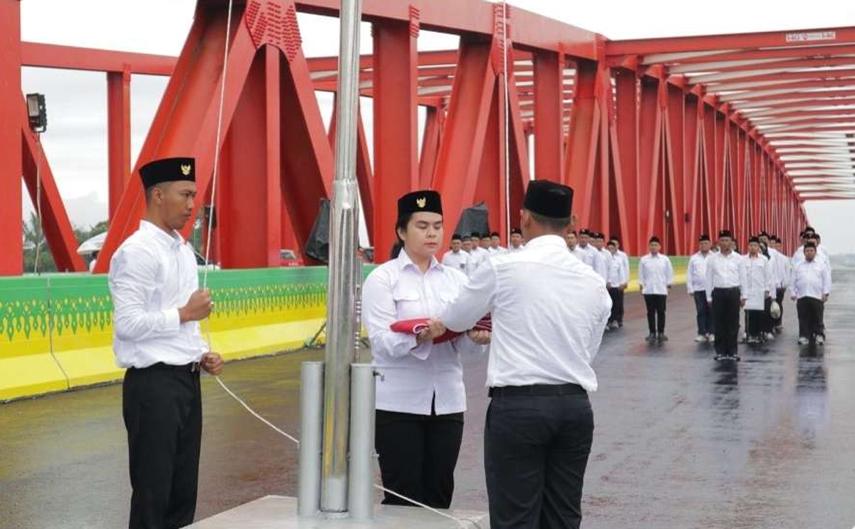 Spesial, Jembatan Baja Terpanjang di Jalan Tol Trans Sumatera Jadi Lokasi Upacara