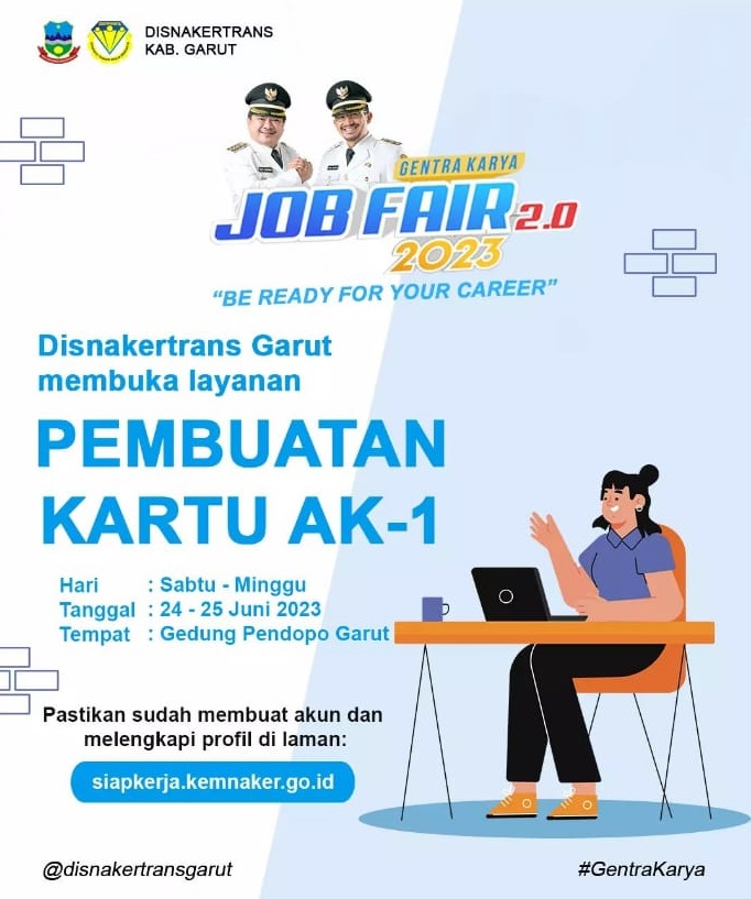 Disnaker Garut Membuka Layanan Pembuatan Kartu AK-1 di Gentra Karya Job Fair 2.0 2023