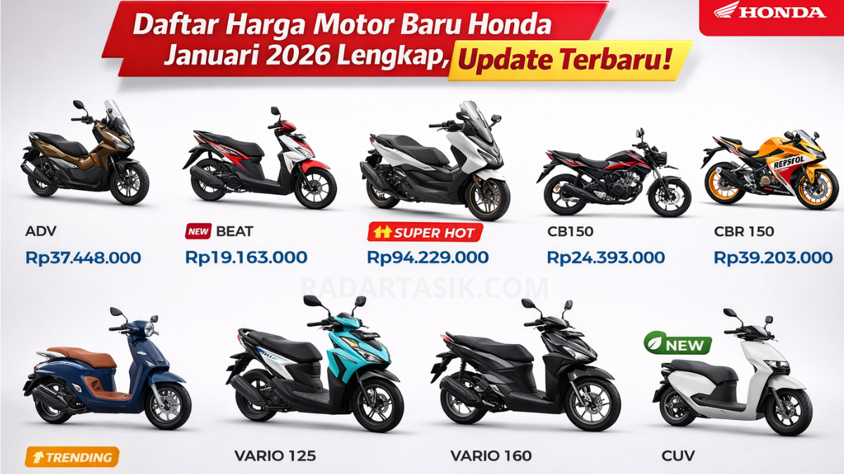 Daftar Harga Motor Baru Honda Januari 2026 Semua Tipe dari BeAT sampai yang Super Mewah, Update Terbaru!