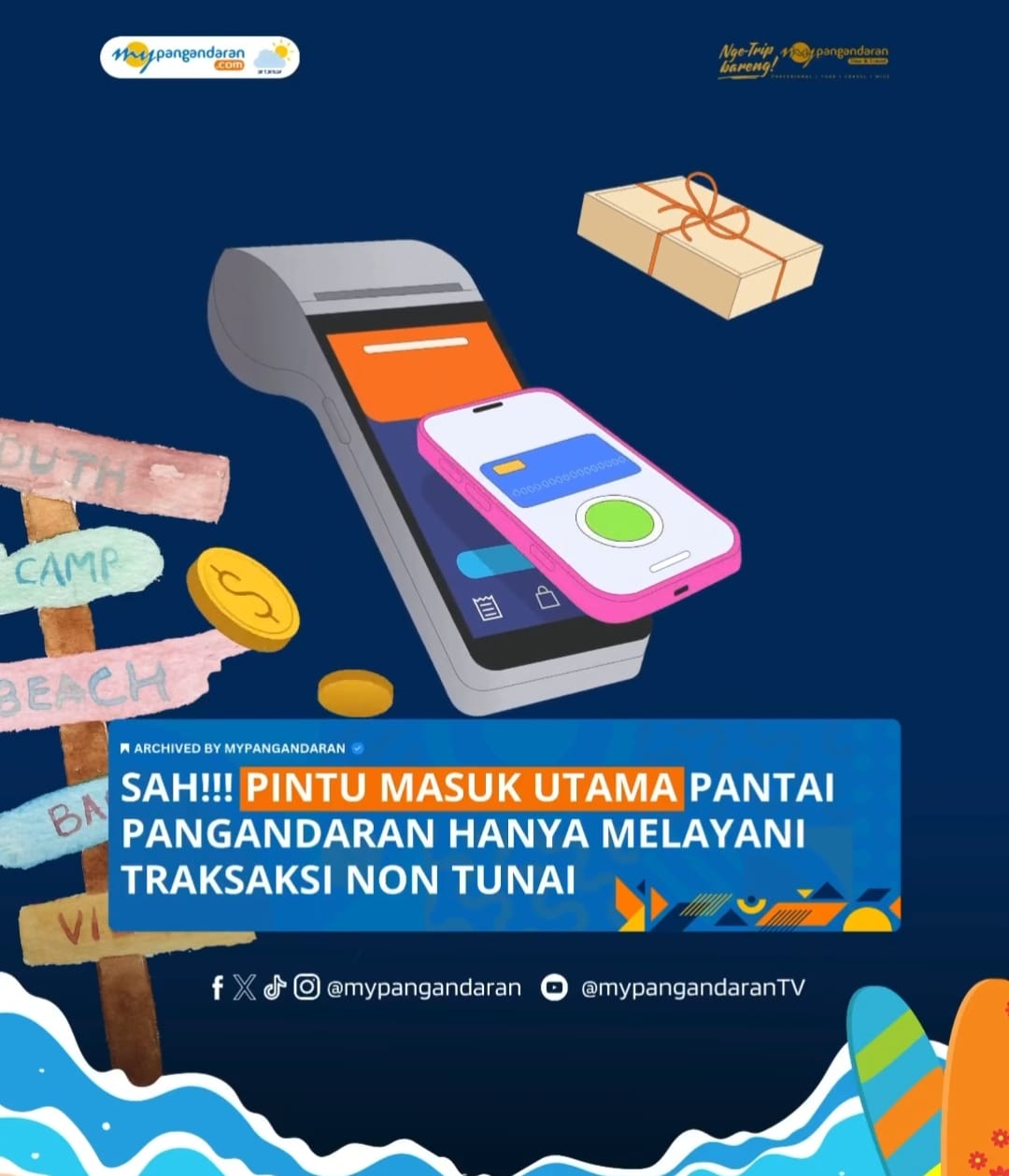 Mendorong Digitalisasi di Sektor Pariwisata, Pintu Masuk Pantai Pangandaran Hanya Layani Transaksi Non Tunai