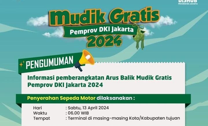 Pemprov DKI Jakarta Buka Program Arus Balik Gratis 2024, Ini Cara Daftar dan Jadwalnya