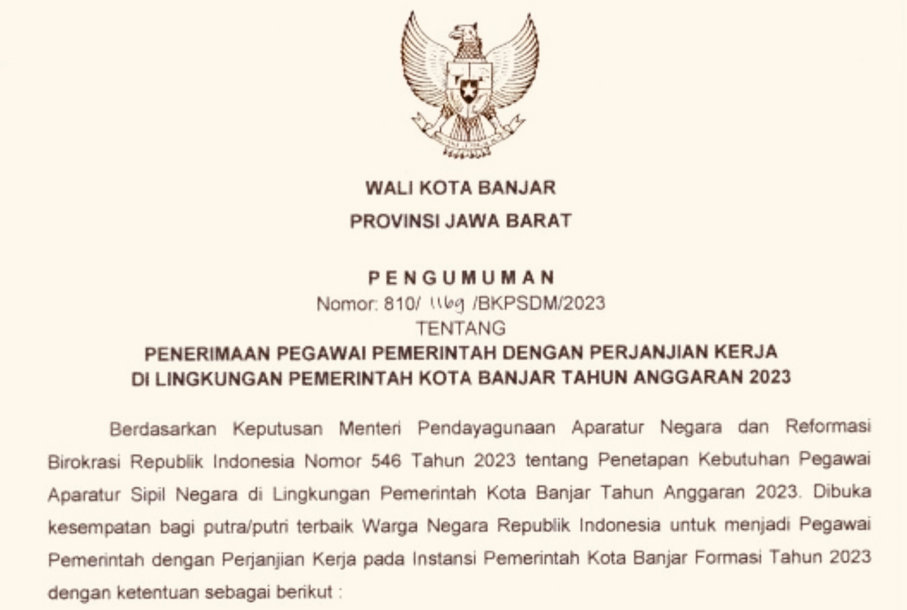 Rincian Formasi PPPK yang Dibutuhkan di Pemkot Banjar, Terbanyak untuk Jabatan Fungsional Guru