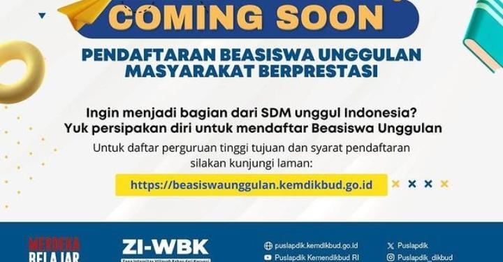 Beasiswa Unggulan Masyarakat Berprestasi 2024 Dibuka, Catat Link, Jadwal dan Persyaratannya