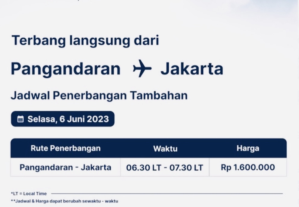 Beneran Cuma 1 Jam Aja Perjalanan Jakarta-Pangandaran, Selasa Ada Perjalanan Pangandaran-Jakarta Lho