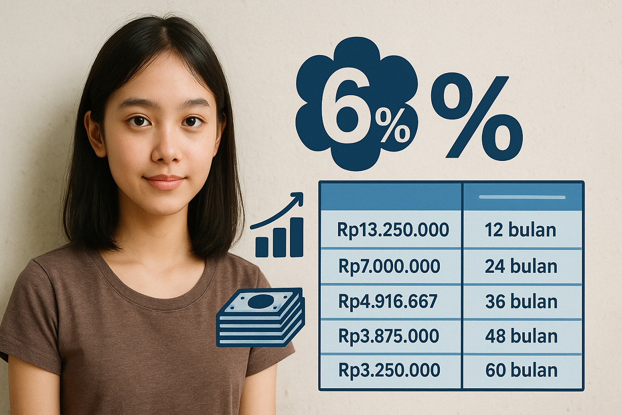 Tabel Angsuran KUR BRI 2025 dengan Cicilan KUR BRI Bunga 6 Persen
