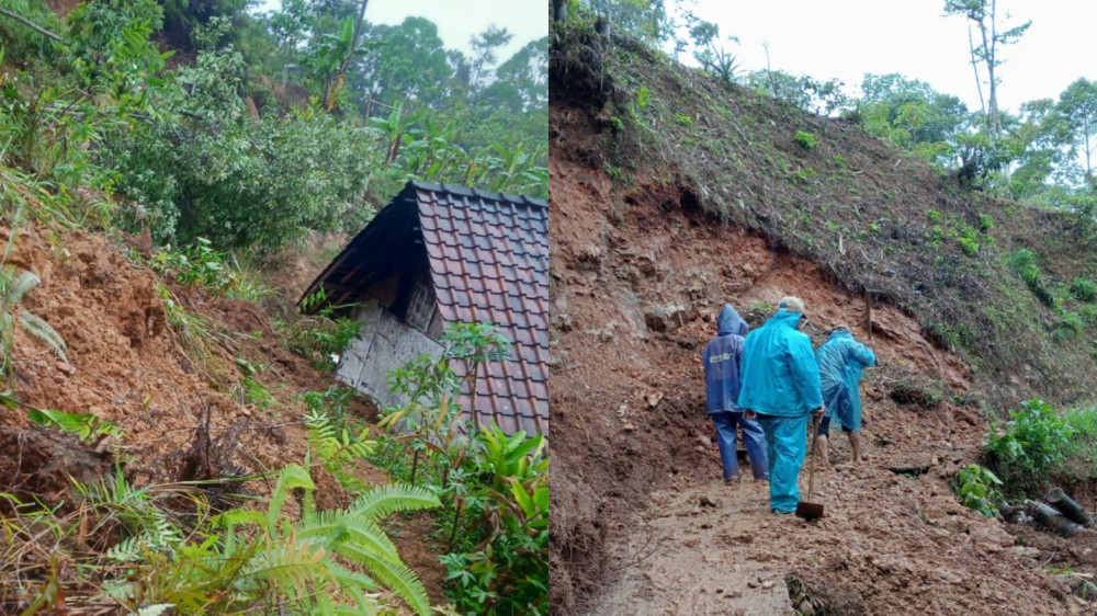 Longsor di Tasikmalaya: Dua Rumah Rusak, Satu Terancam, dan Akses Jalan Terputus