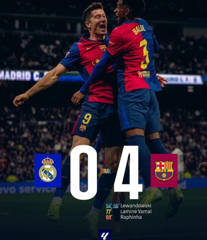 Kelaaaaas! Barcelona VS Real Madrid: Barcelona Menang Telak 4-0 di Santiago Bernabeu