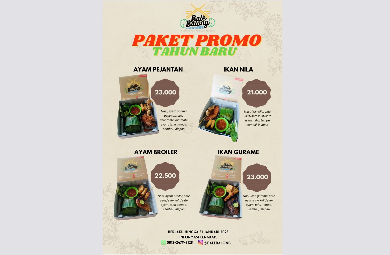 Tahun Baru Waktunya Nikmati Kuliner Promo, Ada Paket Promo Tahun Baru di Bale Balong Nih