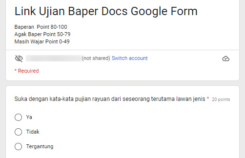 Kamu Tipe Orang Baperan Kah? Coba tes di Link Ujian Google Form Biar Ketahuan