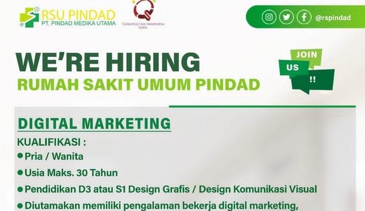 5 Lowongan Kerja RS Pindad Bandung Dibuka, Salah Satunya untuk Posisi Digital Marketing, Ini Kualifikasinya