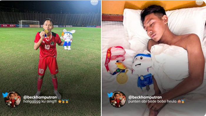 WONDER KID Persib Beckham Putra Tidur dengan Medali Emas SEA Games 2023, Bobotoh Heboh: Mantapsss Gedebage Boy