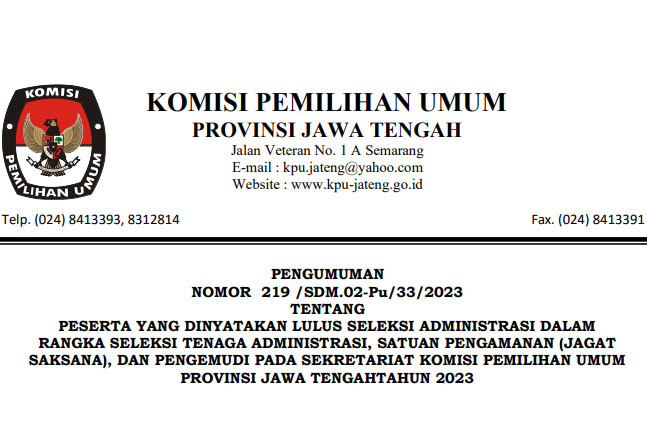 Jadwal Tes Tulis Calon Pegawai Sekretariat KPU Provinsi Jawa Tengah, Ini Link Pengumuman Lengkapnya