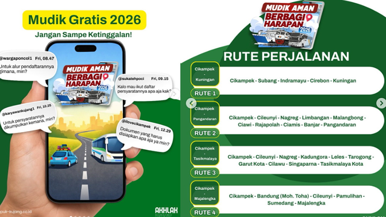Besok Dibuka, Ini Link dan Cara Daftar Mudik Gratis BUMN 2026 Pupuk Kujang, Ada Tujuan Tasikmalaya