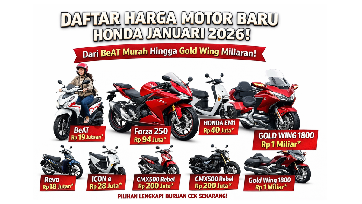 Daftar Harga Motor Baru Honda Januari 2026 Lengkap, dari BeAT Murah hingga Gold Wing Tembus Miliaran!