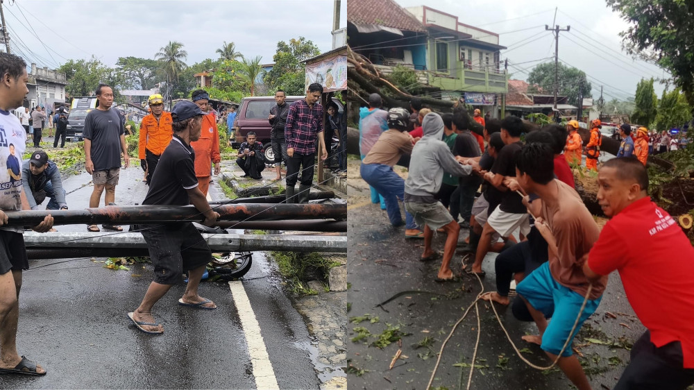 Cuaca Ekstrem Kembali Terjang Kota Tasikmalaya, Empat Pohon Tumbang dan Tiang Listrik Roboh