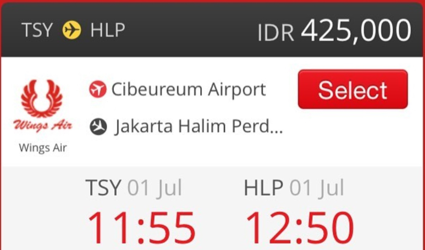 Naik Wings Air Harga Tiket Penerbangan Rute Perjalanan Tasik-Jakarta Cuma Segini?