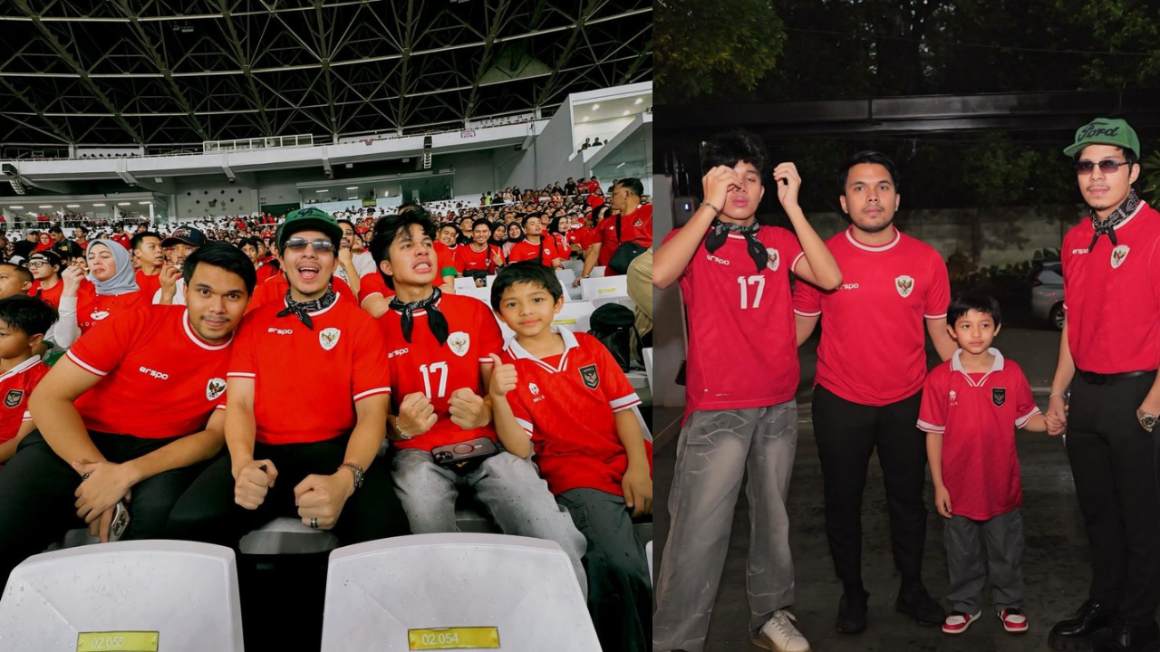 Keseruan Atta Halilintar Menyaksikan Timnas Indonesia vs Jepang Bersama Adik-Adiknya