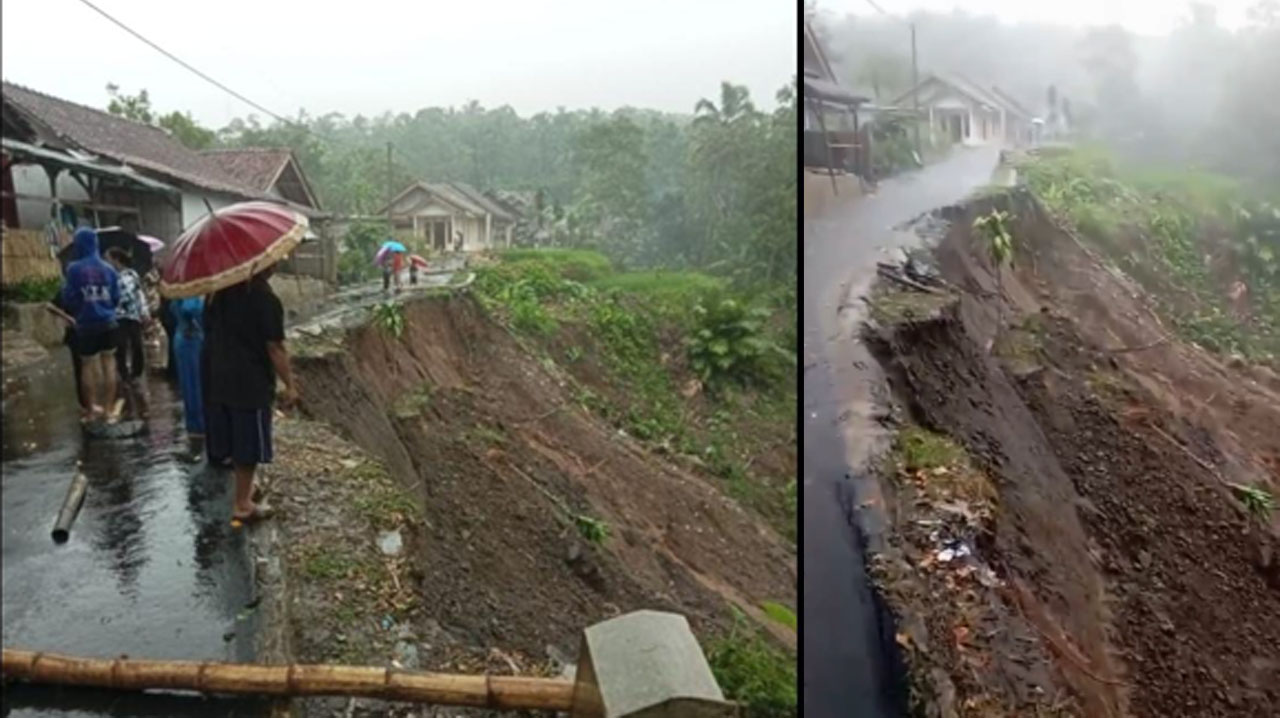 Longsor Sepanjang 30 Meter, Jalan Desa Sukahaji Ditutup untuk Mobil