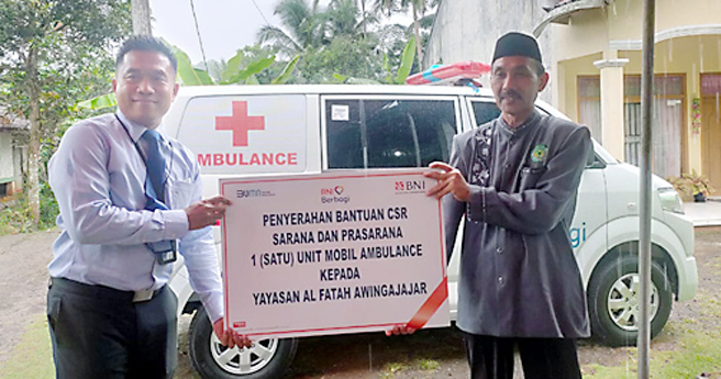 BNI Cabang Tasikmalaya Berikan Ambulans kepada Yayasan Pendidikan Islam Al Fatah Awingajajar Ciamis