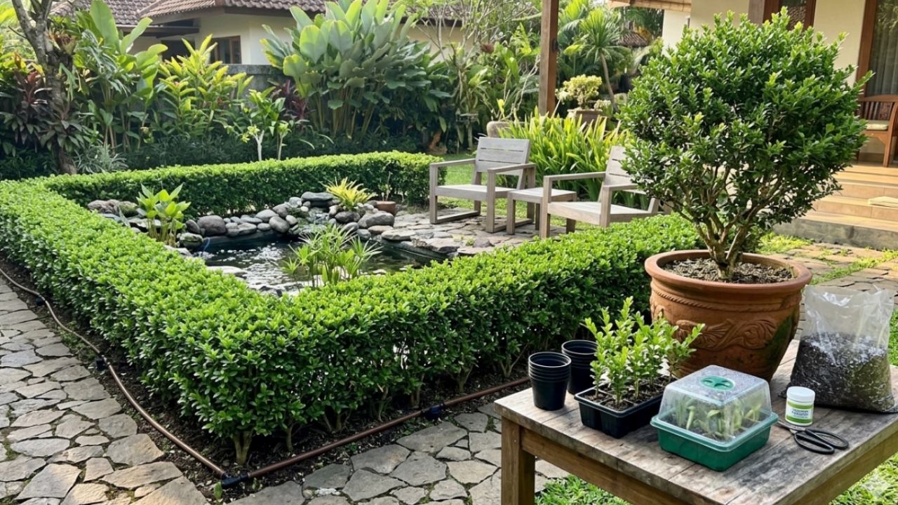 Dari Satu Indukan Jadi 40 Tanaman, Cara Hemat dan Aman Membuat Pagar Boxwood Sendiri