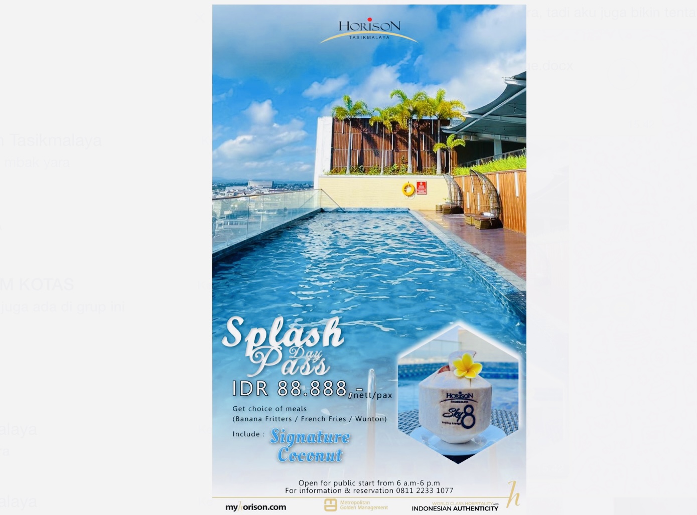 Splash Day Pass! Nikmatnya Signature Coconut Hotel Horison Tasikmalaya