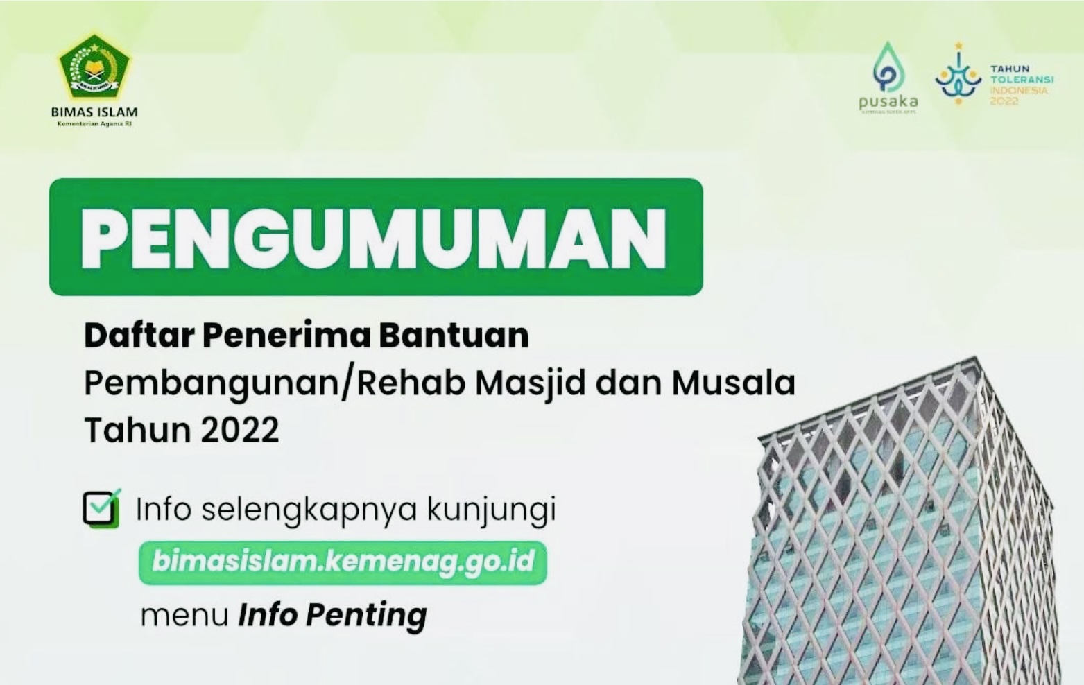 Bantuan Pembangunan Masjid dan Mushala Kembali Dibuka Dirjen Kemenag RI, Cek Syaratnya di Sini