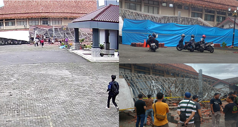 Atap Gazebo FKIP Unsil Tasikmalaya Ambruk, Belasan Mahasiswa Terluka