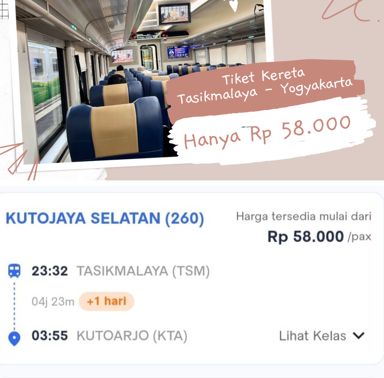 Liburan Hemat! Tiket Kereta Api Tasikmalaya - Yogyakarta Cuma 58 Ribu!