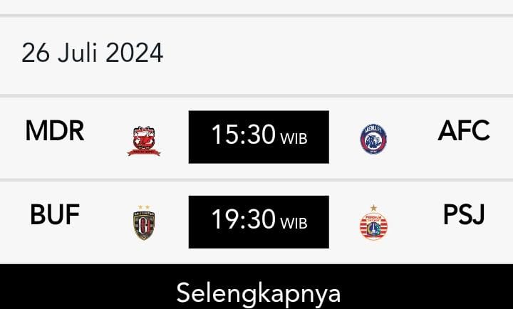 Piala Presiden 2024: Ini Jadwal Madura United vs Arema FC dan Jadwal Bali United vs Persija