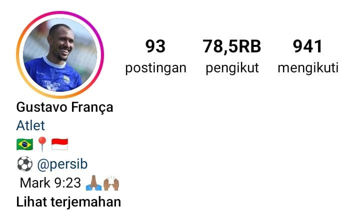 The Power of Bobotoh, Gustavo Franca Kaget Follower Instagramnya Melonjak Naik Setelah Gabung Persib Bandung
