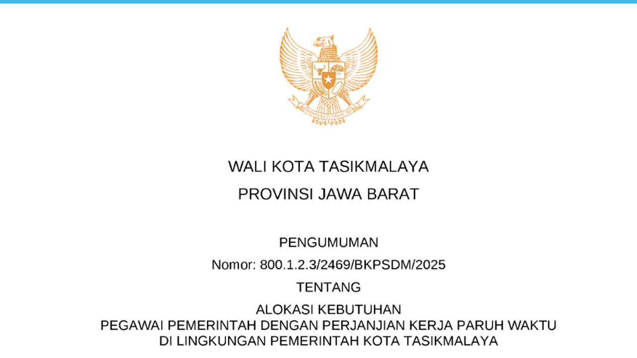 Selamat, 1.885 Honorer di Tasikmalaya Disetujui Jadi PPPK Paruh Waktu
