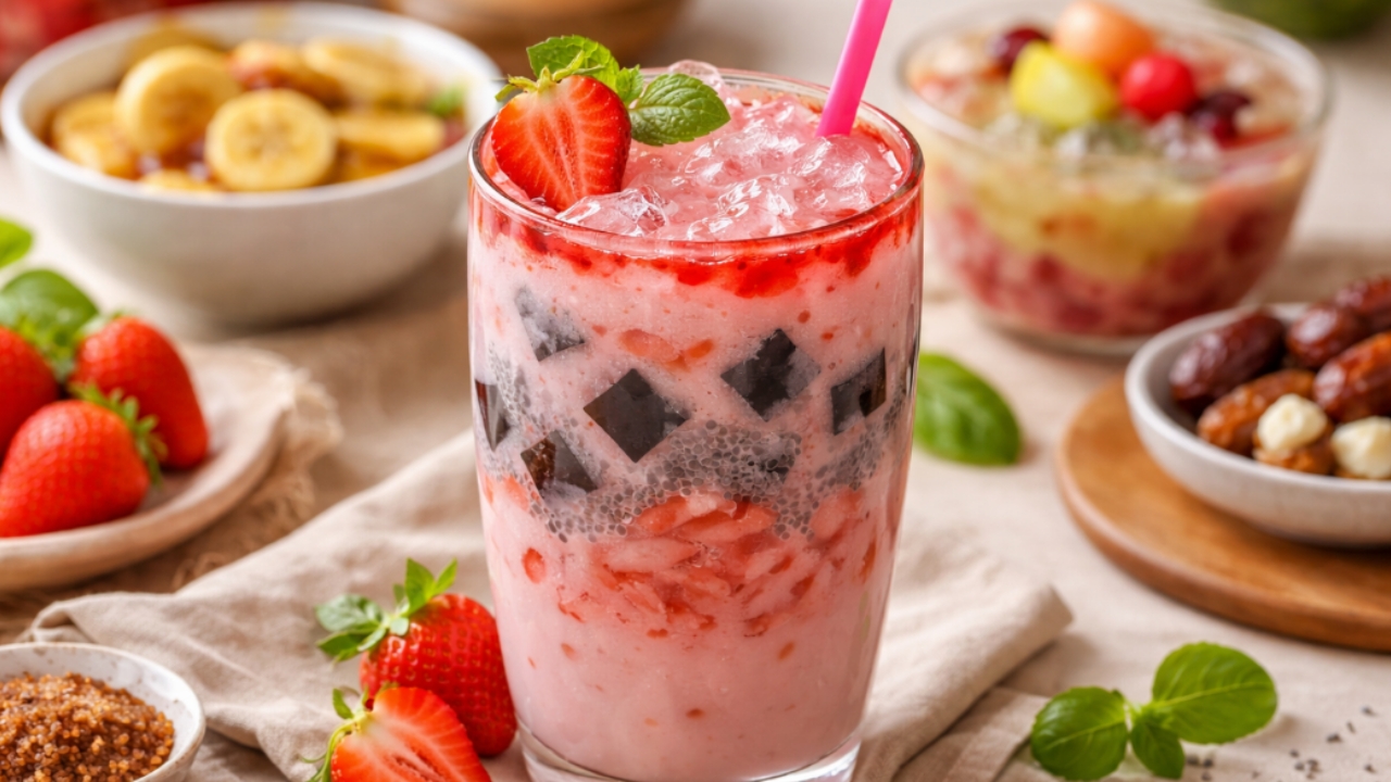 Ide Jualan Takjil Ramadhan 2026 Yang Laris Manis: Es Stroberi Cincau Creamy Begini Resepnya!