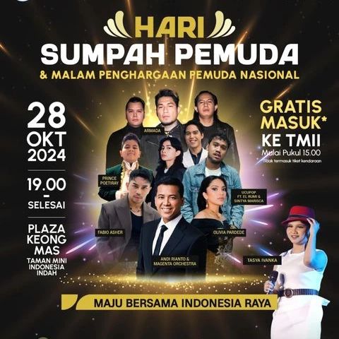 28 Oktober, Hari Sumpah Pemuda. Kemenpora Gelar Acara Konser Sumpah Pemuda Ajang Menginpirasi Generasi Muda