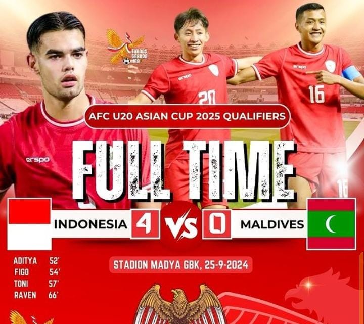 Kemenangan di Laga Perdana Indonesia VS Maladewa. Empat Pemain Berhasil Mencatatkan Namanya di Papan Skor