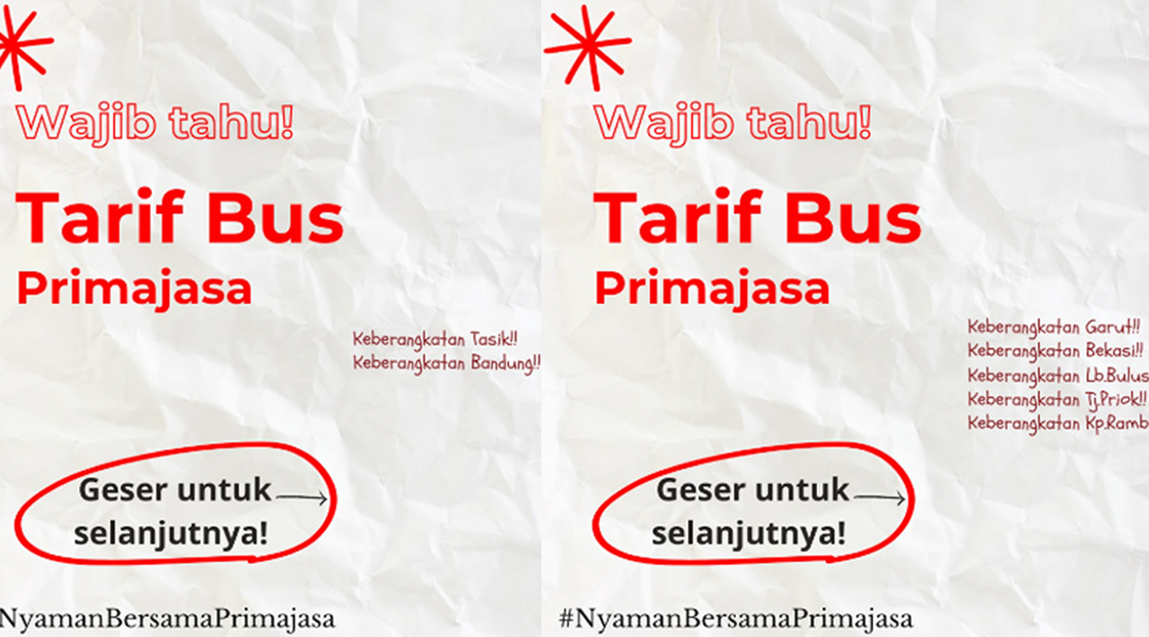 UPDATE Harga Tiket Bus Primajasa 2024 Keberangkatan Tasik, Garut, Bandung, Bekasi, Lebak Bulus, Kampung Rambut