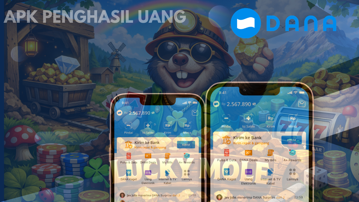 Aplikasi Penghasil Uang 2026! Cara Mudah Dapat Saldo DANA Gratis Rp213.000 dari Lucky Mole