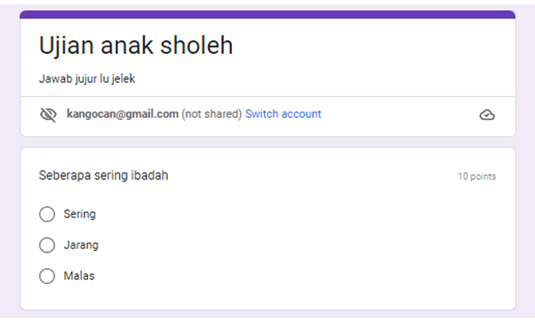 Ini Hiburan Ramadan, Ada Poin Kesholehan di Link Ujian Anak Sholeh Google Form