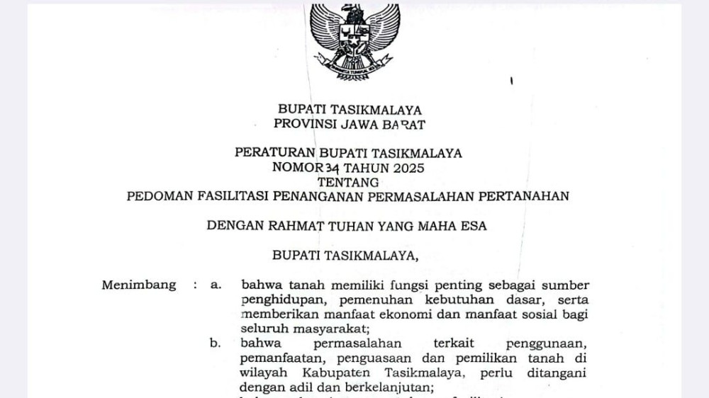 Perbup Pertanahan di Tasikmalaya Dinilai Kurang Komprehensif, DPRD Minta Revisi