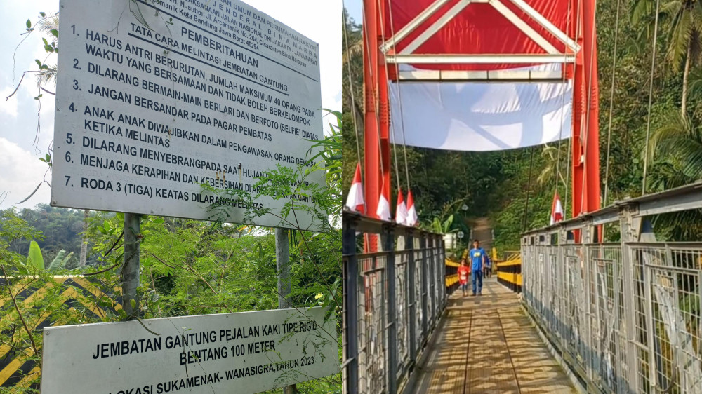Jembatan Gantung Sukamenak Tasikmalaya Diharapkan Dongkrak Ekonomi Warga Perbatasan, Tapi ...