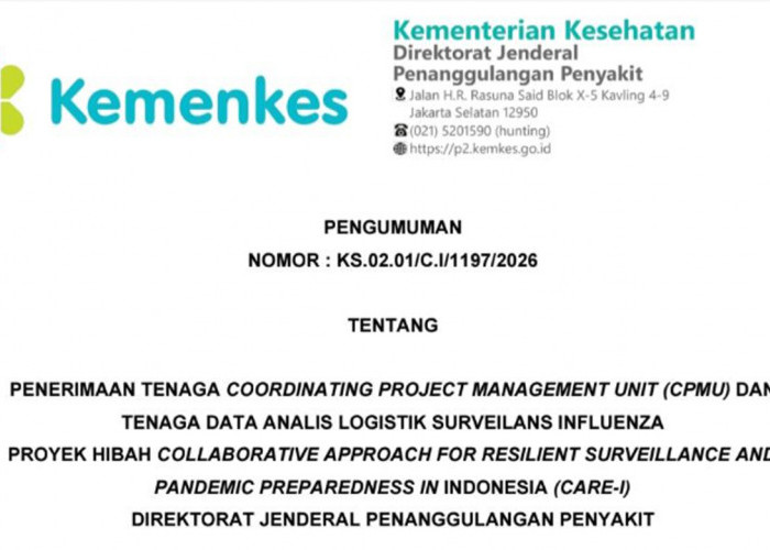 Rekrutmen Tenaga CPMU Dibuka Ditjen Penanggulangan Penyakit, Cek Formasi, Syarat dan Jadwal Seleksi