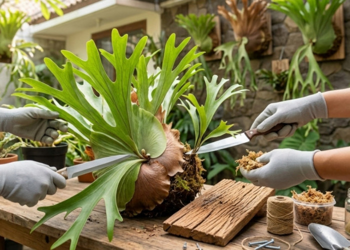 Cara Memisahkan Anakan Tanduk Rusa agar Cepat Tumbuh Subur di Dinding Rumah