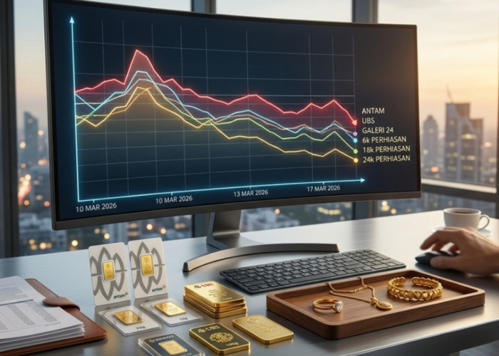 Harga Emas 17 Maret 2026: Update Antam, UBS, Galeri 24 dan Perhiasan dari 6 Hingga 24 Karat